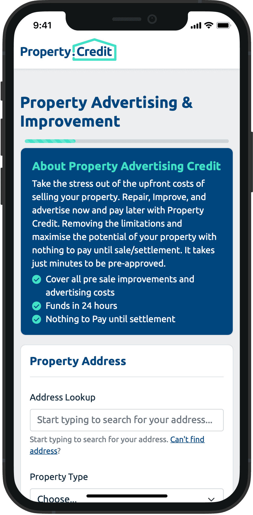 Using the Property Credit portal on your mobile phone